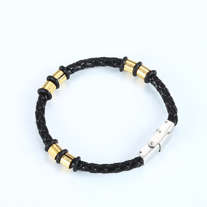 Stainless Steel Woven Leather String Couple Bracelet d48c10f7 a854 4e52 b252 d025db56b2fb