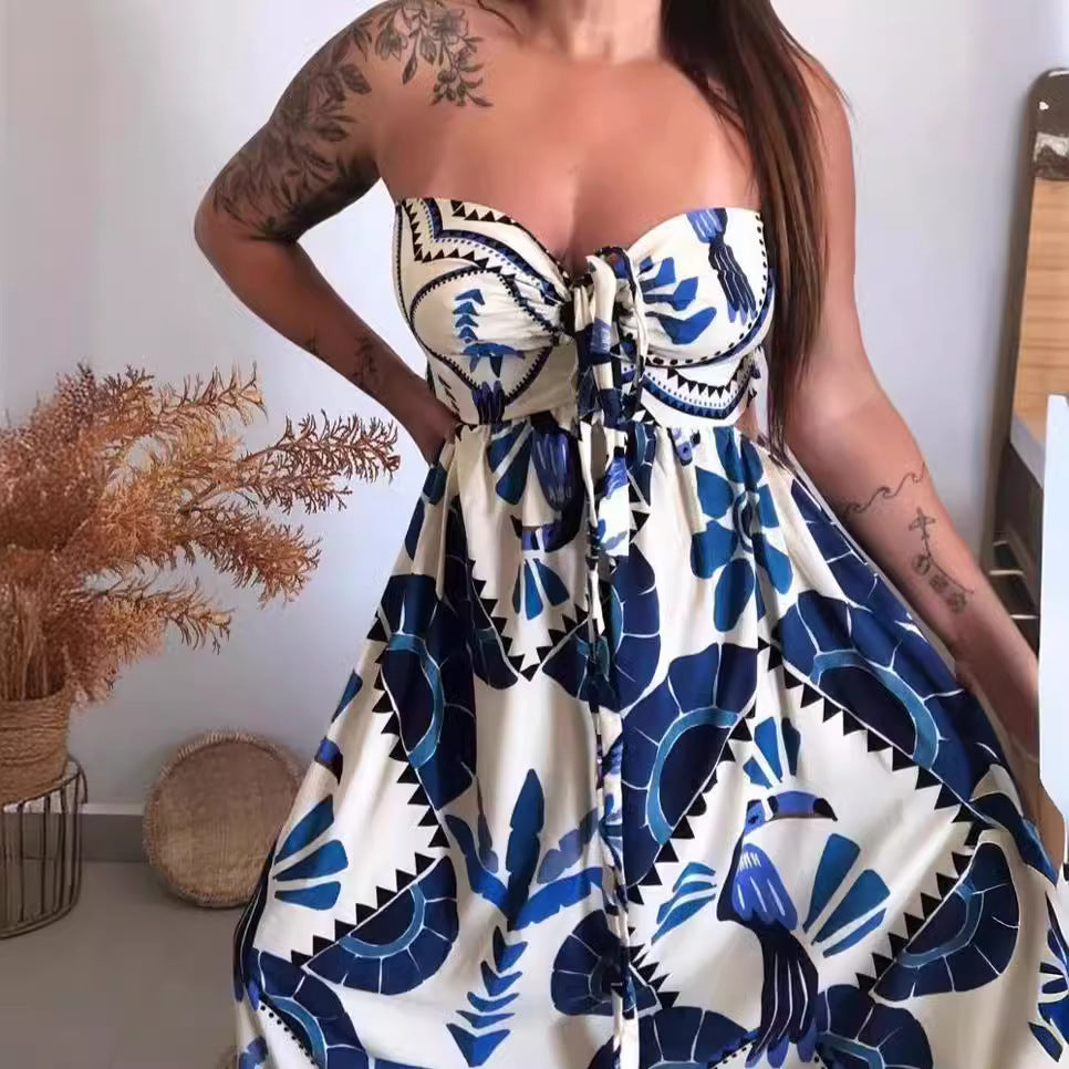 European And American Spring And Summer Print Lace Printing Elegant Style Dress d4a5ac59 a799 4ced 8b14 764a005dfa68