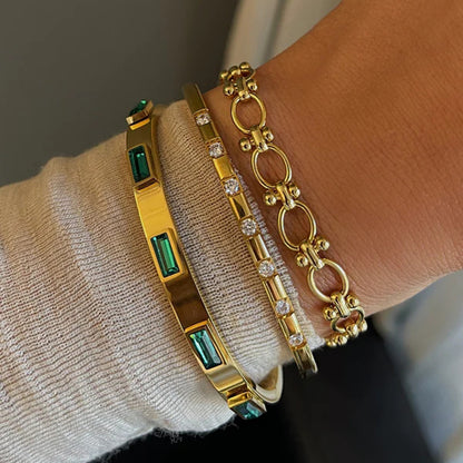 Fashionable And Versatile Gold-plated Stainless Steel Bracelets With Zirconia d4bc120b 83e3 409c b32b c3bc29214564