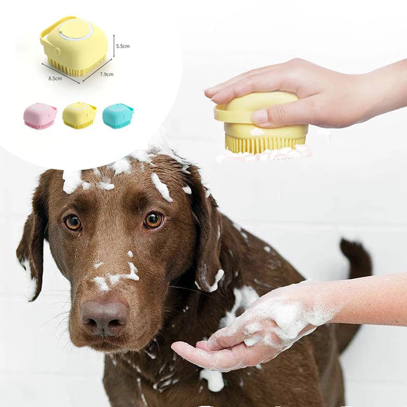 Silicone Dog Bath Massage Gloves Brush Pet Cat Bathroom Cleaning Tool Comb Brush For Dog Can Pour Shampoo Dog Grooming Suppli