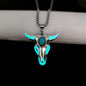 Men's Turquoise Gemstone Bull Head Luminous Stainless Steel Necklace d4d9845d 10c7 4c9b 8417 1b2340f7b4a3