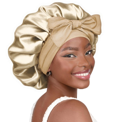 Double-layer Ribbon Round Cap Bow Hair Care Wide-brimmed Hat d5030167 82b6 4521 8ed3 e41963bd8bf0