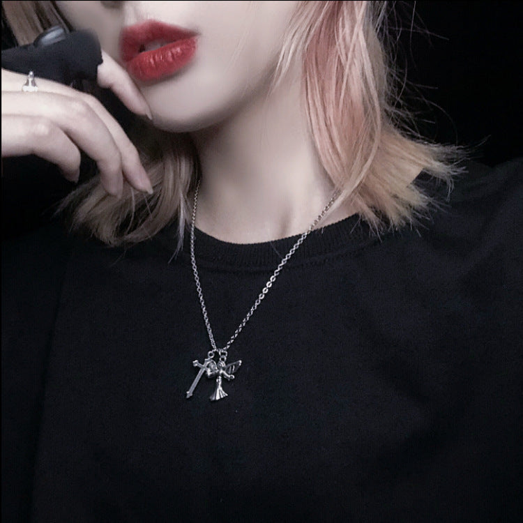 Vintage Vintage Angel Wings Cross Pendant Necklace d508ab20 7160 4d87 bbf9 03970c7195de