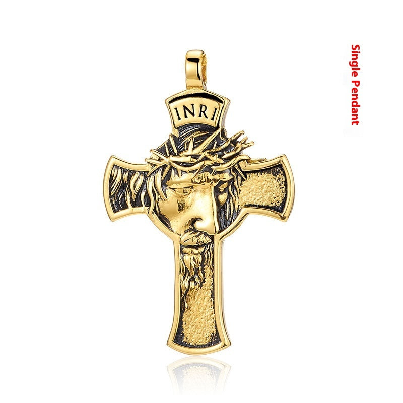 Stainless Steel Cross Shelf Head Pendant Necklace Personality Retro Men d5230bd4 27d5 457a 92b0 daace4fa9da5 trans