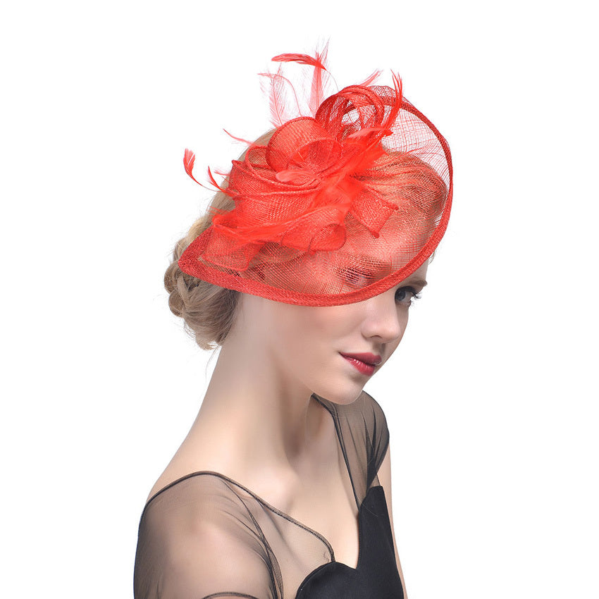 Hemp Yarn Banquet Net Top Hat Bridal Feather Hairpin d5245efb 5487 4469 9a4e df0b8fbd295e