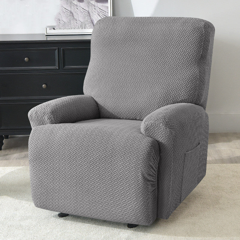 Cross-border European-style Recliner Stretch Sofa Cover Thickened Diagonal Stripe Fleece Recliner Protective Pad Non-slip Fur