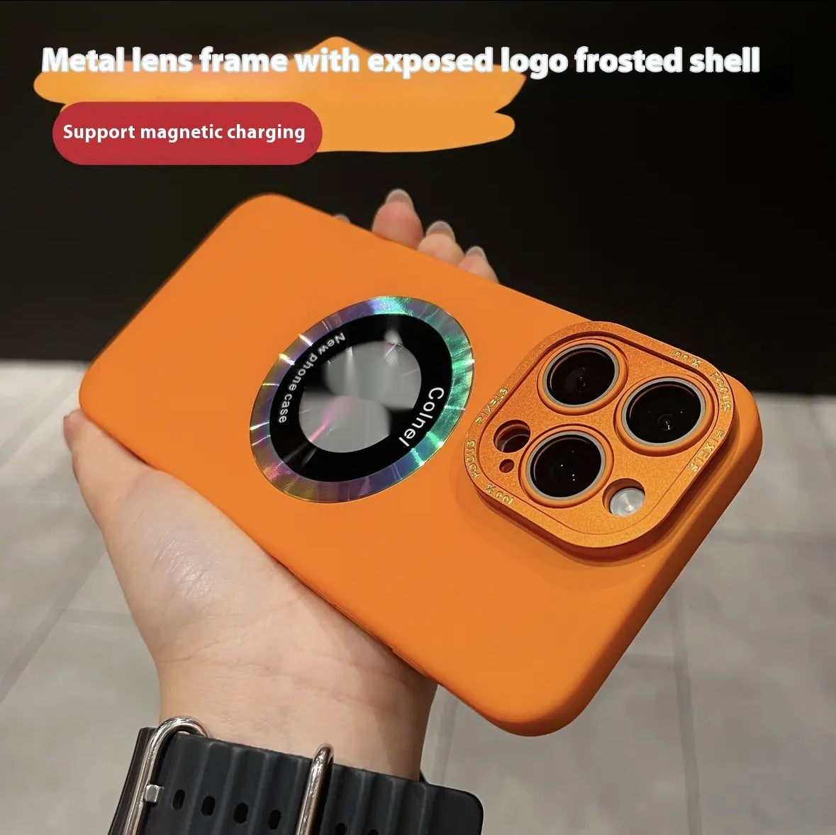 Metal Lens Frame Frosted Phone Case - 图片 1