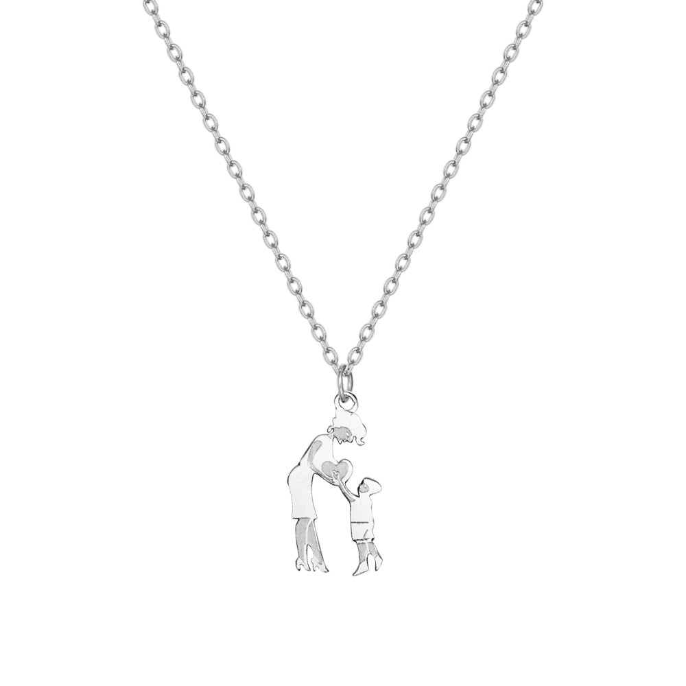 Stainless Steel Mother And Children Necklace Love Mom Son Daughter Pendant Necklace Family Gifts d5525ebe da81 4ac2 8d82 f740