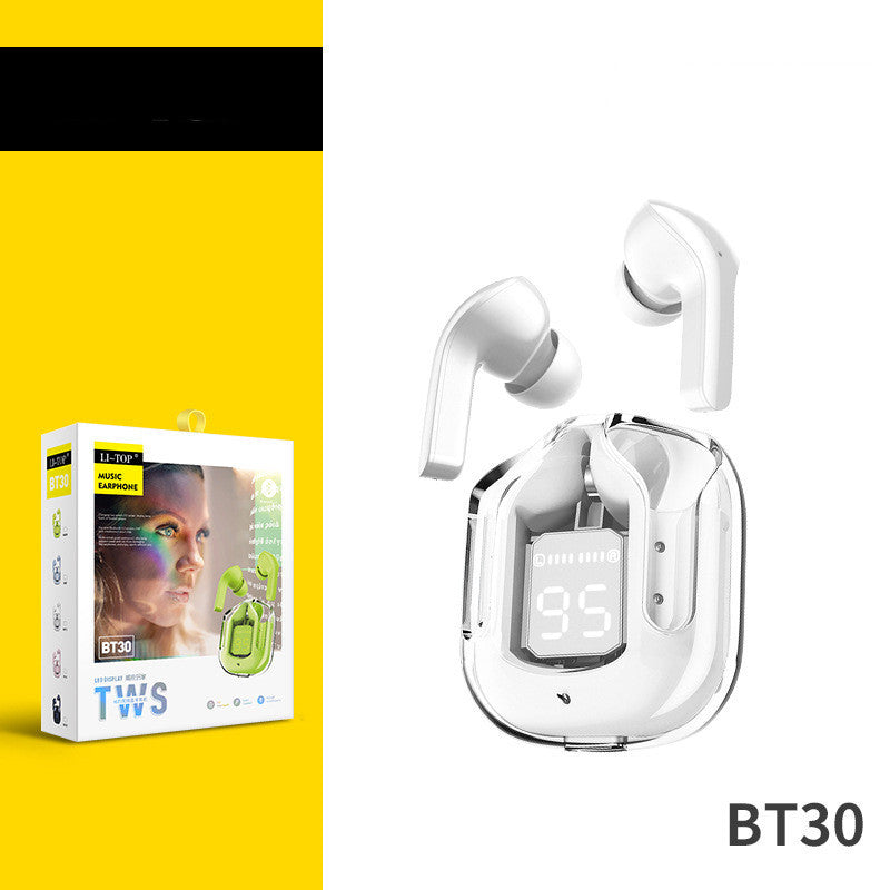 New Mini Transparent Wireless Bluetooth Headset Digital Display ENC Noise Reduction True Wireless Sports Music d5676c4e 34e9 