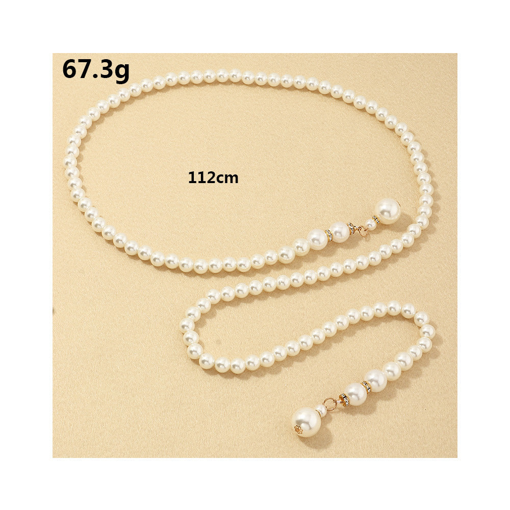 Fashion Pearl Thin Waist Chain Ladies Dress All-match Belt Long Skirt Decoration Elastic d56b63dd 6e41 4bdf b096 e25a57598fcf