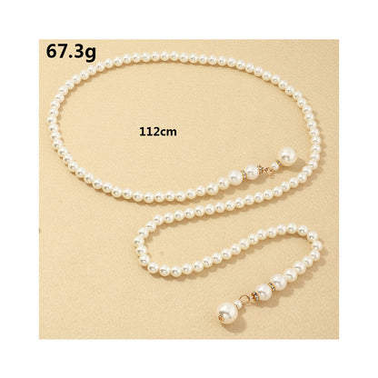 Fashion Pearl Thin Waist Chain Ladies Dress All-match Belt Long Skirt Decoration Elastic d56b63dd 6e41 4bdf b096 e25a57598fcf