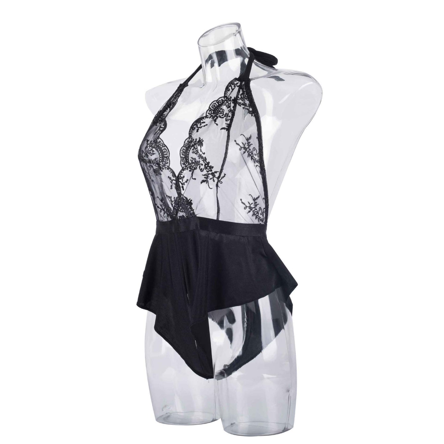 Embroidered One Piece Suit White Lace Leaky Back Mesh d58954b5 8f6d 4848 988a af443a77220e