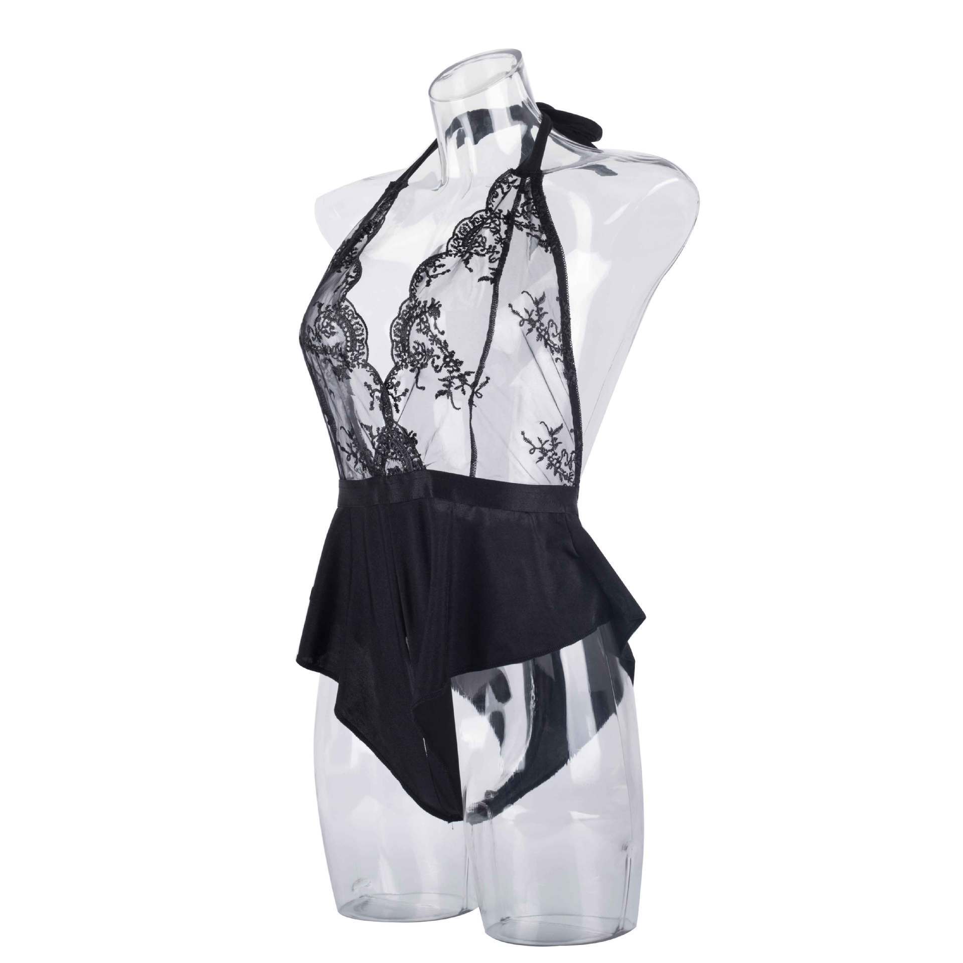 Embroidered One Piece Suit White Lace Leaky Back Mesh d58954b5 8f6d 4848 988a af443a77220e