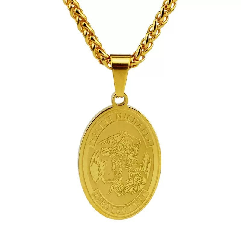 Oval Angel Portrait Pendant Stainless Steel Necklace Titanium Steel Colorfast Necklace d59ebc50 b42b 4195 bb04 9d6daaf6e0aa