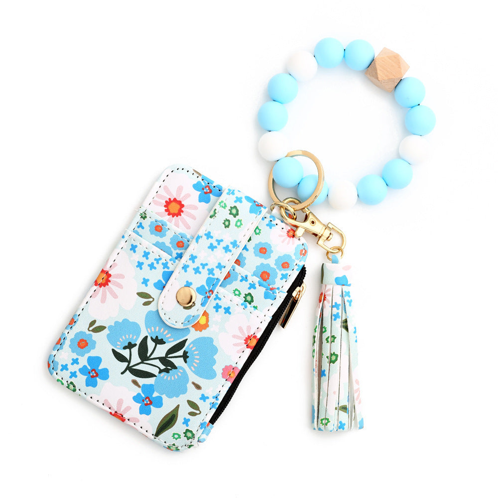 Women's Floral Print Leather Card Bag - 图片 12