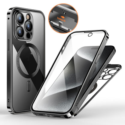 Anti-Privacy Metal Buckle Magnetic Support Wireless Charging Double-Sided Lens Full Cover Phone Case Protective Cover d5b133c