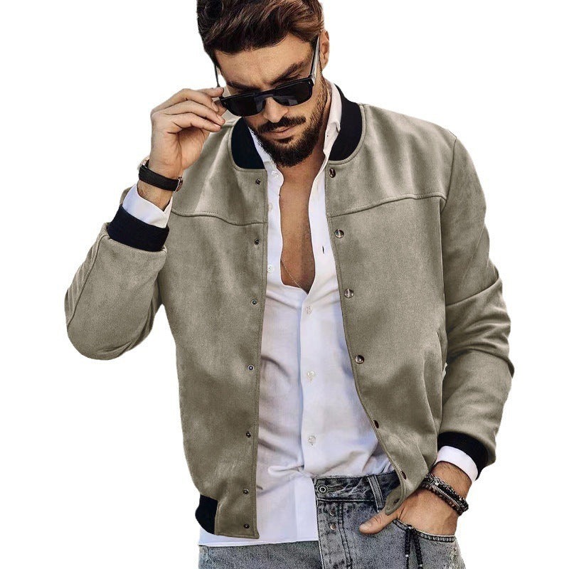 Suede Stand Collar Men's Button Cardigan d5b2ad0b b753 4ddf 9aac 8f2ee8454e60
