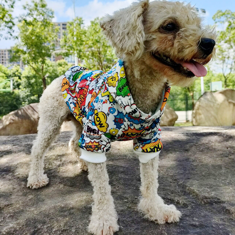 Dog clothes net red same graffiti print pet clothes letter pet Hoodie d5b7b62a 360a 4366 8c57 ab6789cee7a4