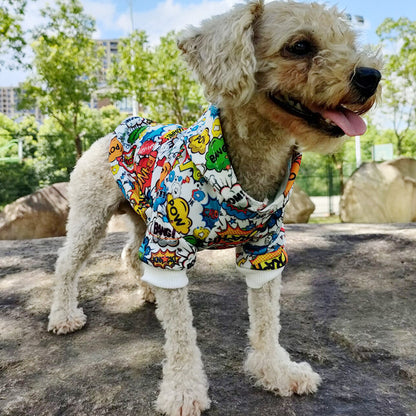 Dog clothes net red same graffiti print pet clothes letter pet Hoodie d5b7b62a 360a 4366 8c57 ab6789cee7a4