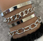 Simple And Smooth C-shaped Hollow Chain Bracelet Set d5ec0ddf 9ad0 48f2 a7b9 fe76e1a365db