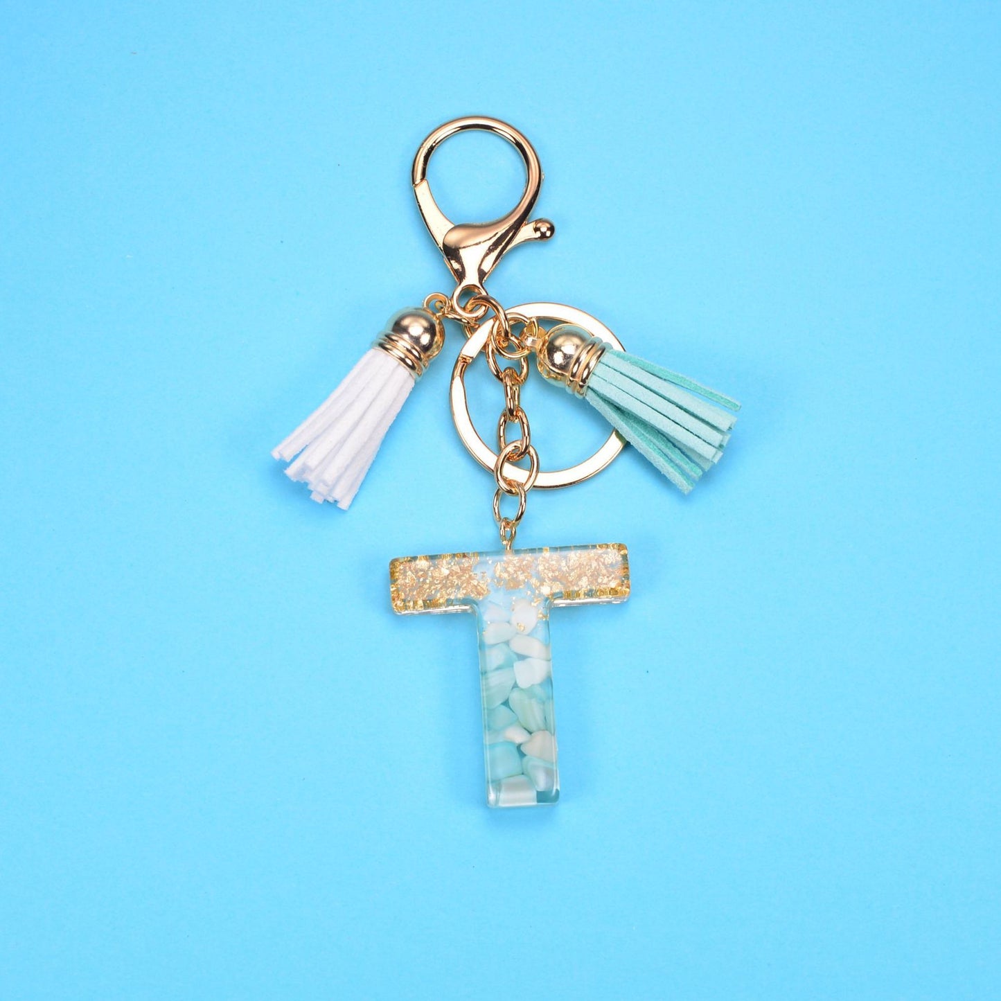 English Alphabet Keychain Tassel Pendant Stone Gold Foil Resin Key d602982b 7e4c 4a50 9af8 078bd02b0cc3