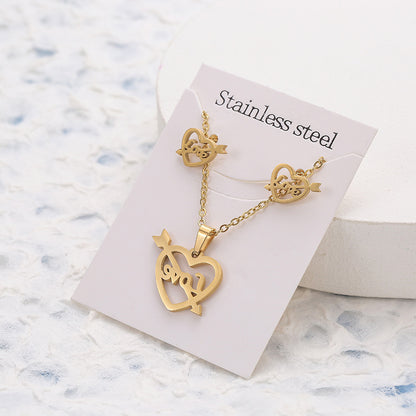 Butterfly Studs Necklace Suit Stainless Steel Geometry d6487aab c58f 40e4 80bc b0a57188c29a