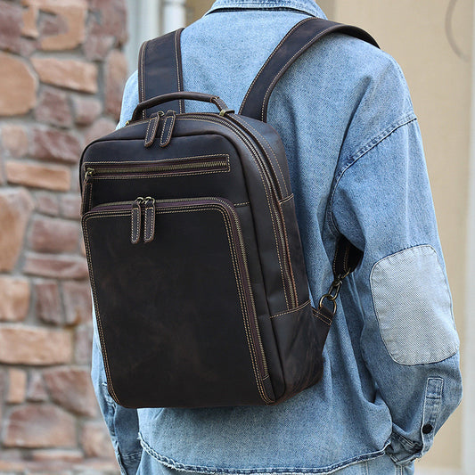 Backpack Men's Crazy Horse Leather Large Capacity d64db2dc 9458 472c ae93 140141db1cda