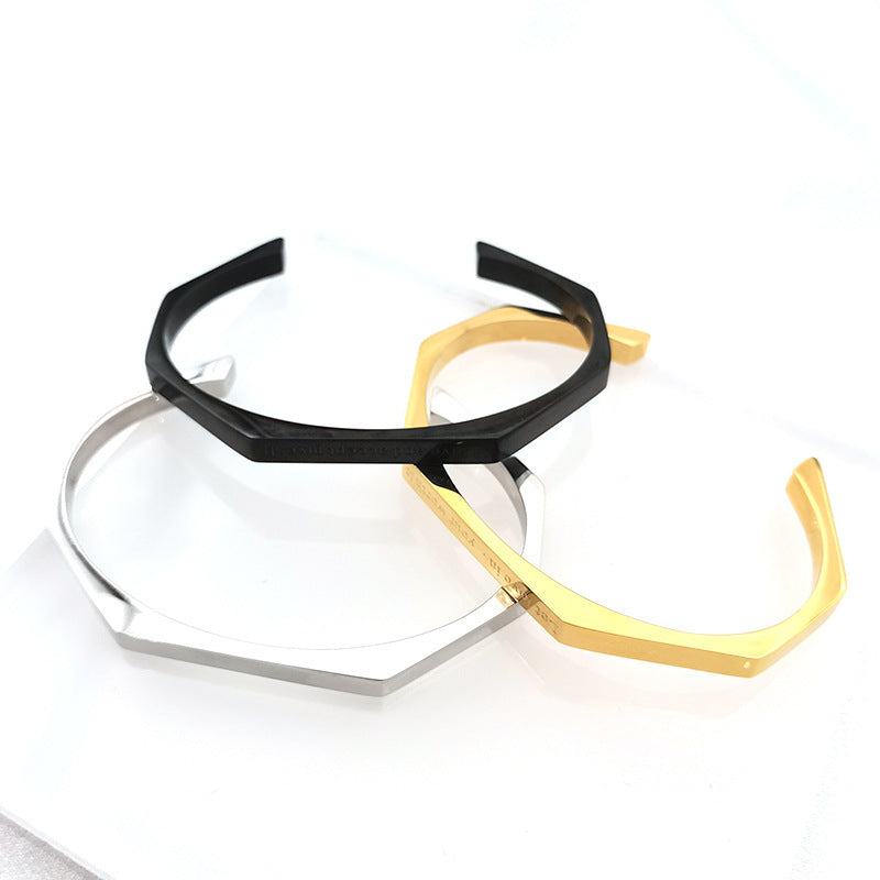 Diamond Hexagonal Smooth Opening Bracelet d682dfb7 9332 4d2d 94ec f166bb70786d