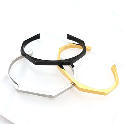 Diamond Hexagonal Smooth Opening Bracelet d682dfb7 9332 4d2d 94ec f166bb70786d