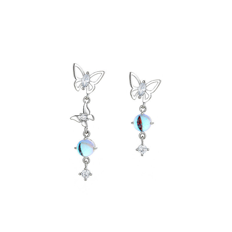 Moonstone Butterfly Earrings Long Light Luxury Asymmetric d6ca804e a8cd 4594 9dd2 db3b425e263e