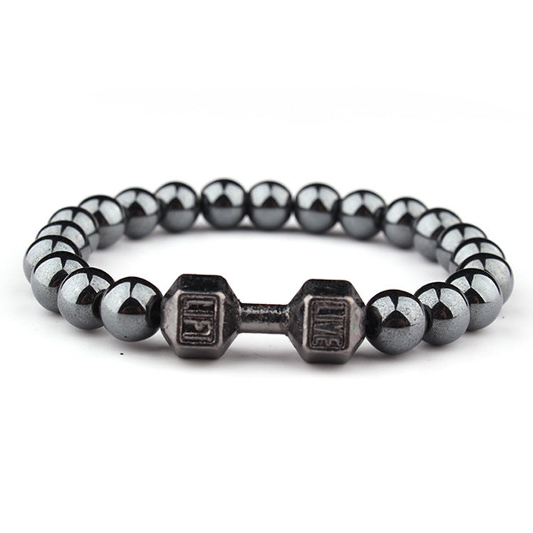 8mm Haematite Dumbbell Bracelet Barbell Fashion - HD Wireless Product #1