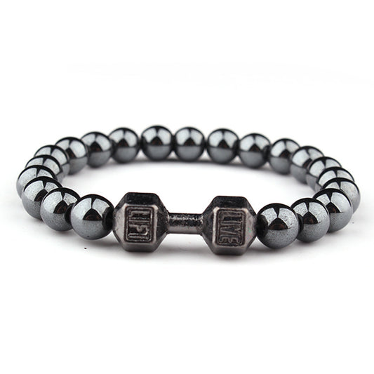 8mm Haematite Dumbbell Bracelet Barbell Fashion - HD Wireless Product #1