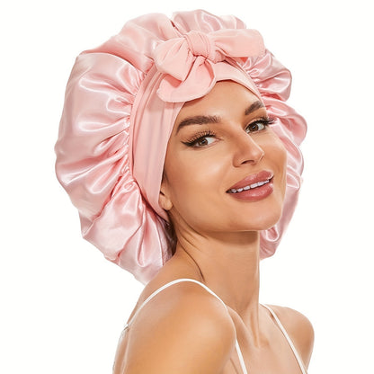 Double-layer Ribbon Round Cap Bow Hair Care Wide-brimmed Hat d706bcdc 0fd9 4925 8455 5679e302b0ca