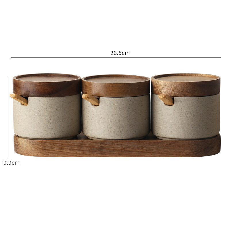 Vintage Seasoning Jar Ceramic Three-piece Set d710fa70 304e 4975 a82b f6b78fed5aee