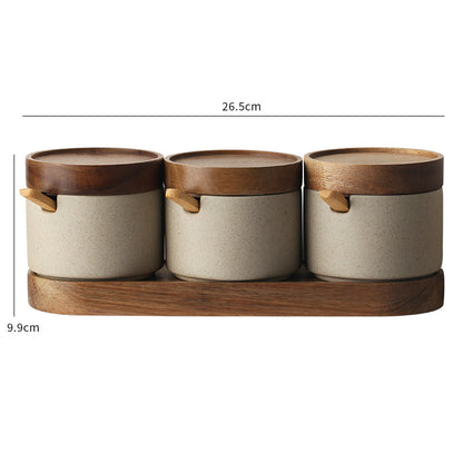 Vintage Seasoning Jar Ceramic Three-piece Set d710fa70 304e 4975 a82b f6b78fed5aee