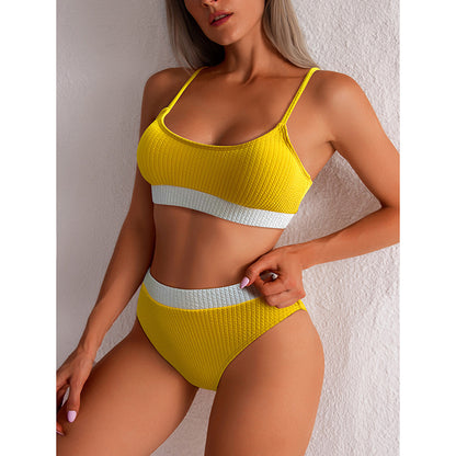 High Waist Bikini Swimwear Women Swimsuit New Push Up Biquini Ribbed Bathing Suit Women Sexy High Cut Bikinis Set d720572e b9