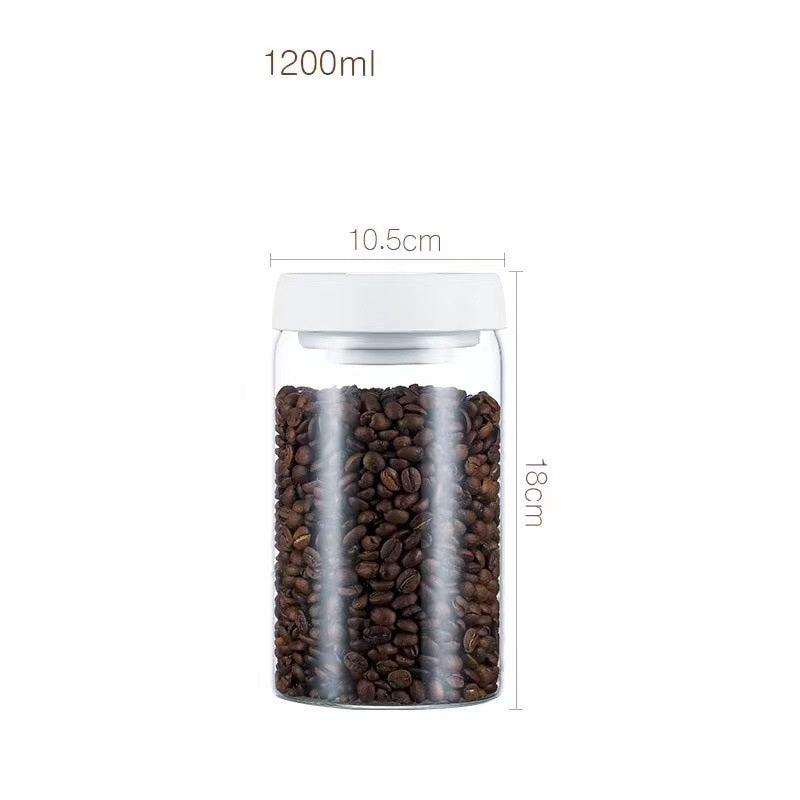 Vacuum Sealed Jug Set Black Coffee Beans Glass Airtight Canister Kitchen Food Grains Candy Keep Good Storage Jar Set Kitchen 