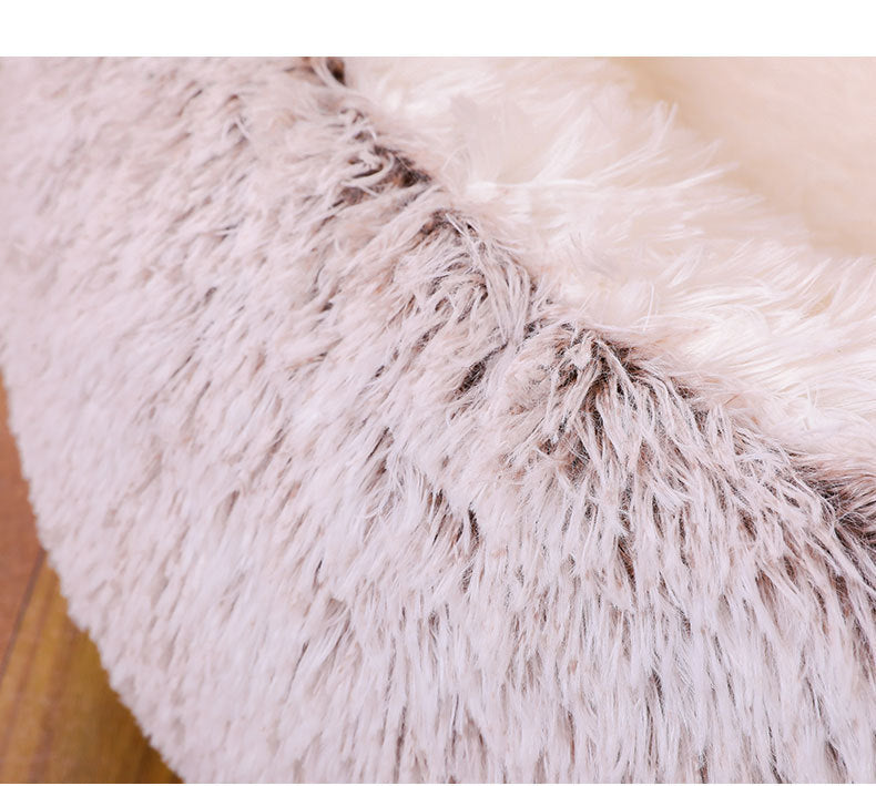 Deep Sleep Half-pack Semi-enclosed Dual-use Plush Round Pet Bed