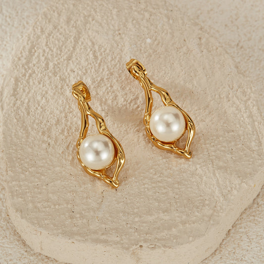 European And American Entry Lux Temperament Earrings Stainless Steel Geometric Pearl d74ab88c 10b6 49cd b740 ef7195d6ca14