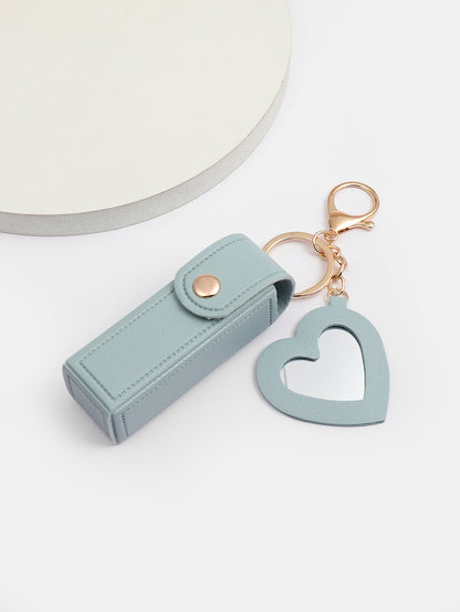 Glass Mirror Keychain Pendant Cross-border Pu Love Lipstick Pack