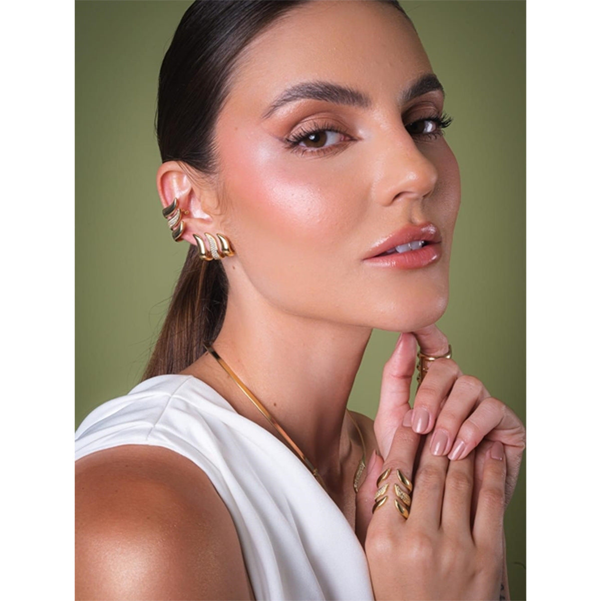Niche High-grade Stainless Steel Rhinestone Feather Earrings d79dad34 7afb 4078 ac0d 08e730923c4b