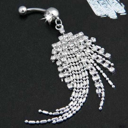 Titanium Steel Navel Stud Tassel Diamond Belly Ring Jewelry d7a06656 5060 4aef b74d 0918d7787b7f