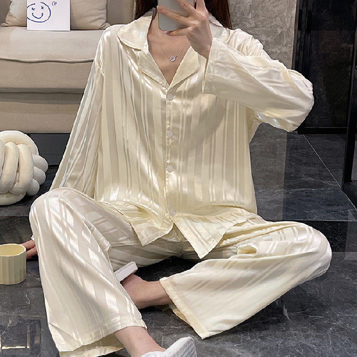 Imitated Silk Pajamas Women's Ice Silk Long Sleeve Loose Homewear d7ce56d3 4501 490c b5b1 e9343e809573