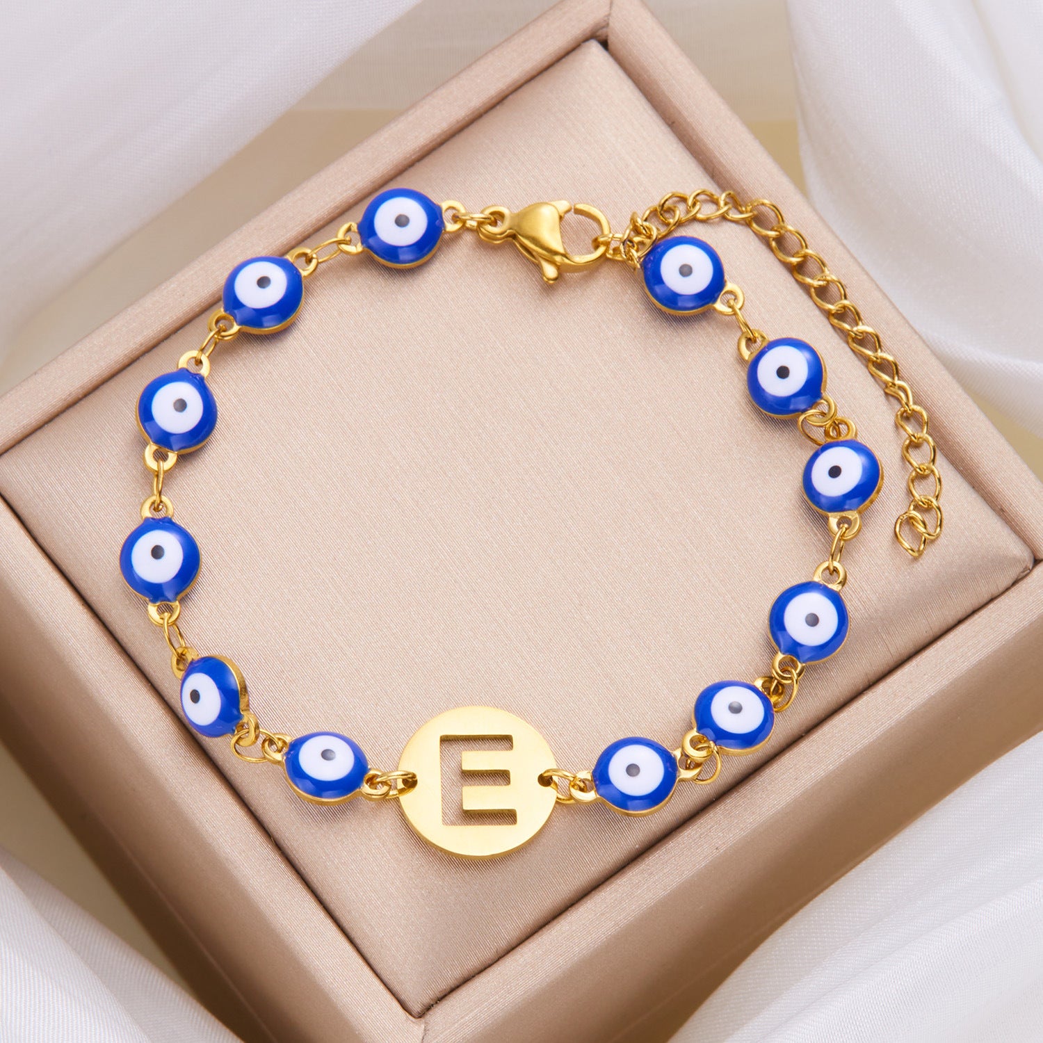 Women's High-grade Stainless Steel Blue Eyes Fashion Hollowed-out 26 Letter Bracelet d826096c 048d 4a2c bce7 4904d3ffe96f