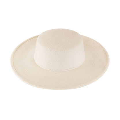 Flat Top Woolen Hat Big Brim Fedora Hat Hepburn Style d83e6c92 2dfd 4922 af16 e5ddf4b0af0c