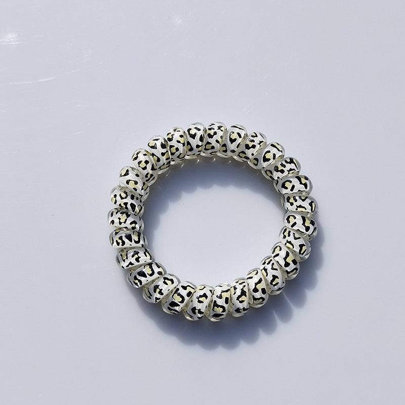 Telephone Line Translucent Jelly Frosted Leopard Print Headband Rubber Band Simple And Seamless Headdress For Hair Ties d877e