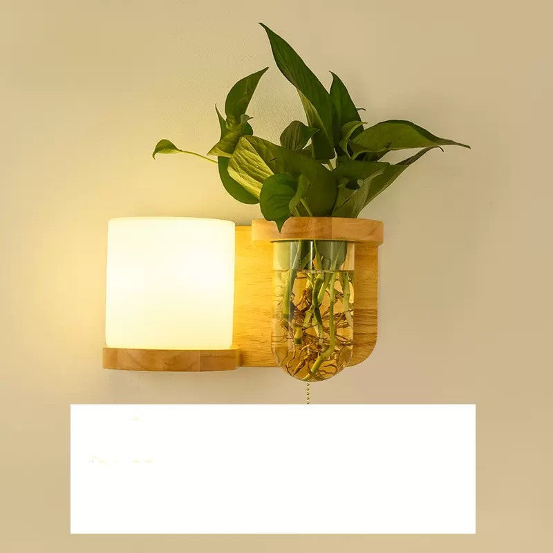 Green Plant Solid Wood Corridor Decoration Bedroom Bed Creative Wall Lamp d88d3af7 6c12 4ba0 ac7d 4de46698f418