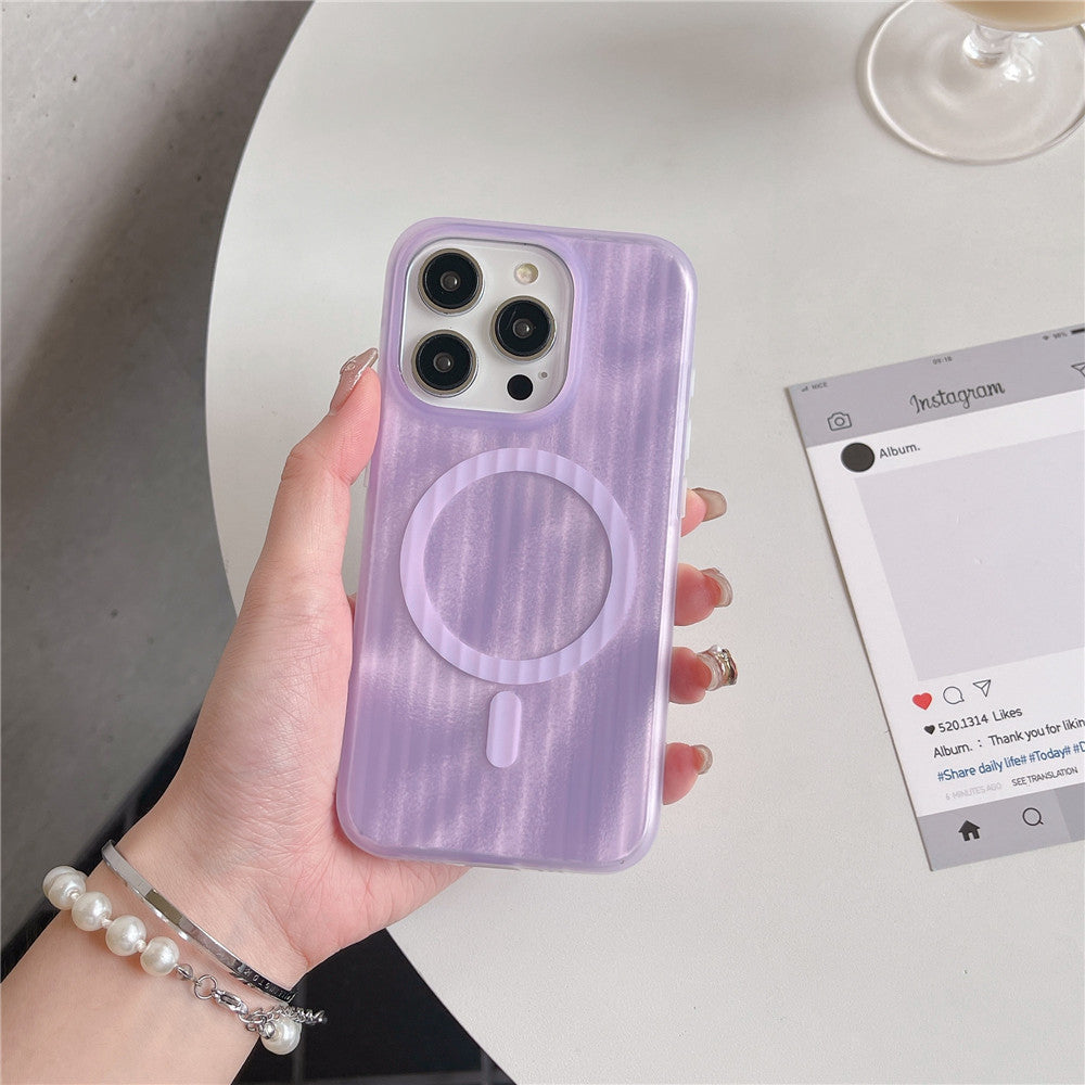 Skin-sensitive Color Corrugated Stripe Magnetic Phone Case - 图片 8