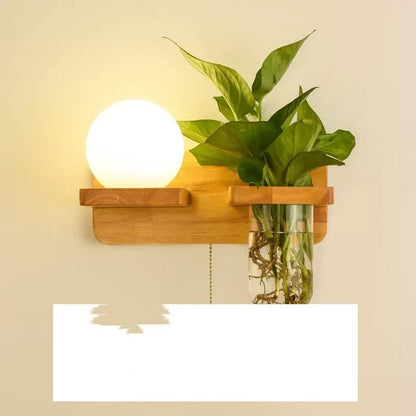 Green Plant Solid Wood Corridor Decoration Bedroom Bed Creative Wall Lamp d8c9ef69 18fc 422b ab37 51a0fc184073