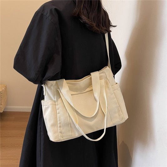 Large Capacity Shoulder Canvas Solid Color Bag For Women d8d10f76 3995 471f b228 c43c19e616ce